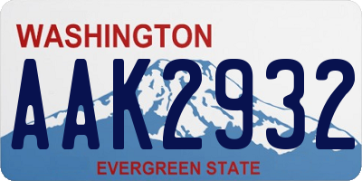 WA license plate AAK2932