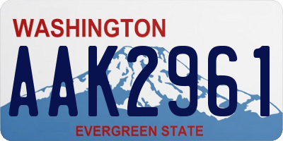 WA license plate AAK2961