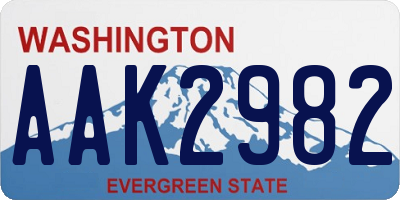 WA license plate AAK2982
