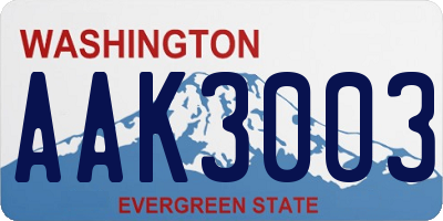 WA license plate AAK3003