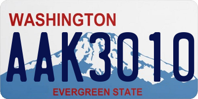 WA license plate AAK3010