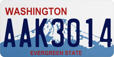 WA license plate AAK3014