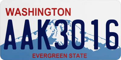 WA license plate AAK3016