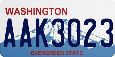 WA license plate AAK3023