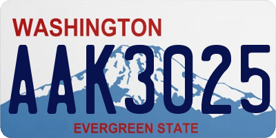 WA license plate AAK3025