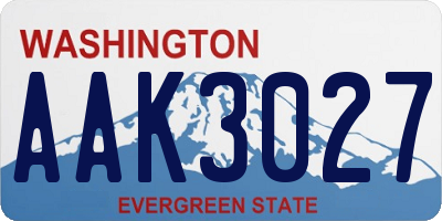 WA license plate AAK3027