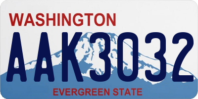 WA license plate AAK3032
