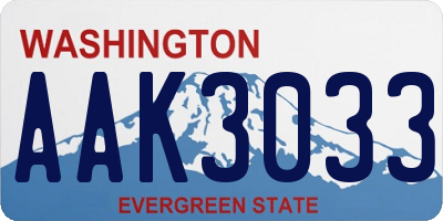 WA license plate AAK3033