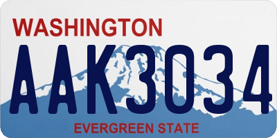 WA license plate AAK3034