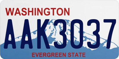 WA license plate AAK3037