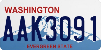 WA license plate AAK3091