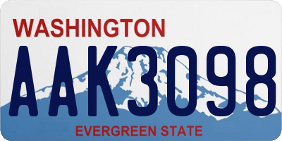 WA license plate AAK3098