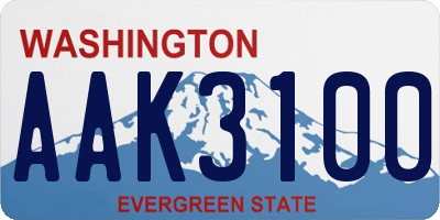 WA license plate AAK3100