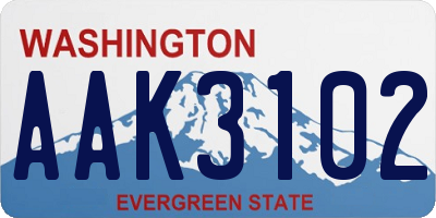 WA license plate AAK3102