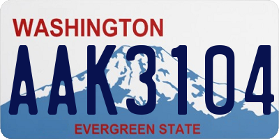 WA license plate AAK3104