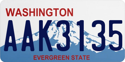 WA license plate AAK3135