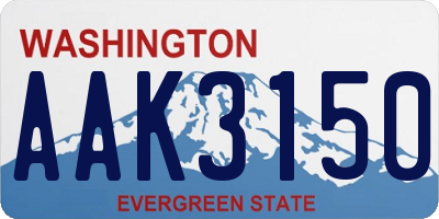 WA license plate AAK3150