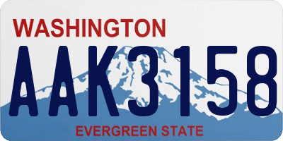 WA license plate AAK3158
