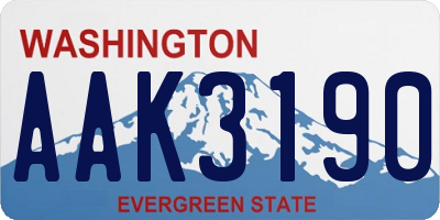 WA license plate AAK3190