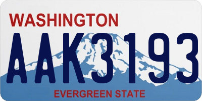 WA license plate AAK3193
