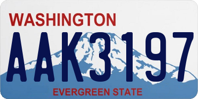 WA license plate AAK3197