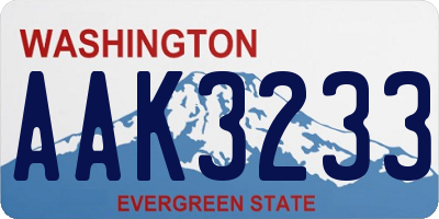 WA license plate AAK3233