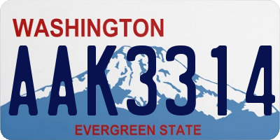 WA license plate AAK3314