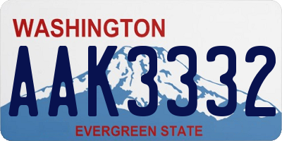 WA license plate AAK3332