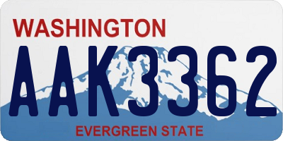 WA license plate AAK3362