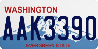 WA license plate AAK3390