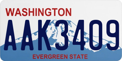 WA license plate AAK3409