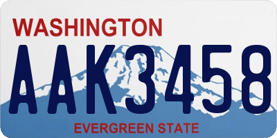 WA license plate AAK3458