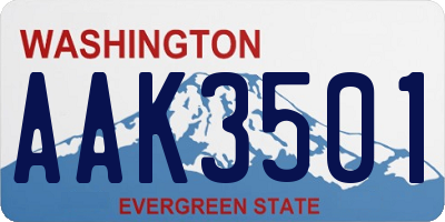 WA license plate AAK3501