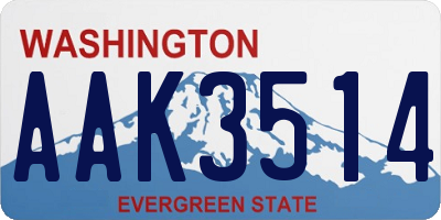 WA license plate AAK3514