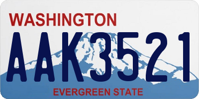 WA license plate AAK3521
