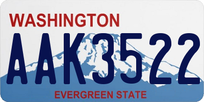 WA license plate AAK3522