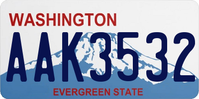 WA license plate AAK3532