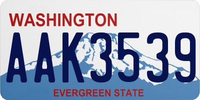 WA license plate AAK3539