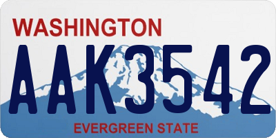 WA license plate AAK3542