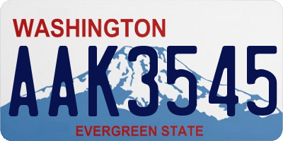 WA license plate AAK3545