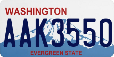 WA license plate AAK3550