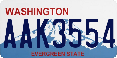 WA license plate AAK3554