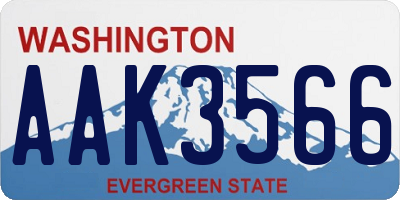 WA license plate AAK3566