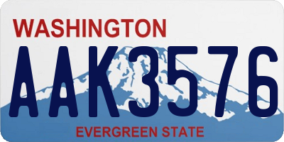 WA license plate AAK3576