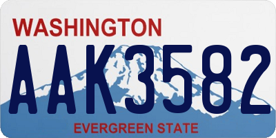 WA license plate AAK3582