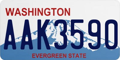 WA license plate AAK3590
