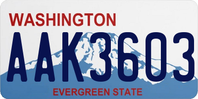 WA license plate AAK3603