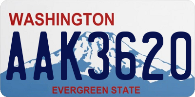 WA license plate AAK3620