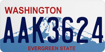 WA license plate AAK3624