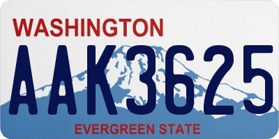 WA license plate AAK3625